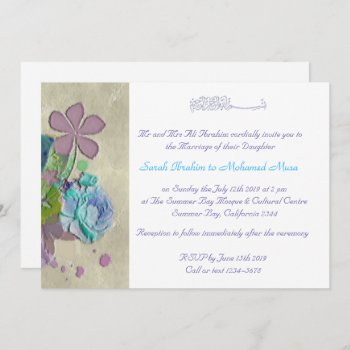 Vintage Roses Bouquet Floral Muslim Wedding Invitation by ArtIslamia at Zazzle