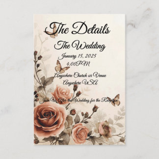 Vintage Roses & Butterflies Wedding Enclosure Card