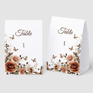 Vintage Roses & Butterflies Wedding Paper Table Tent