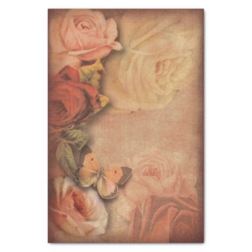 Vintage Roses  Butterfly Shabby Chic Tissue Paper