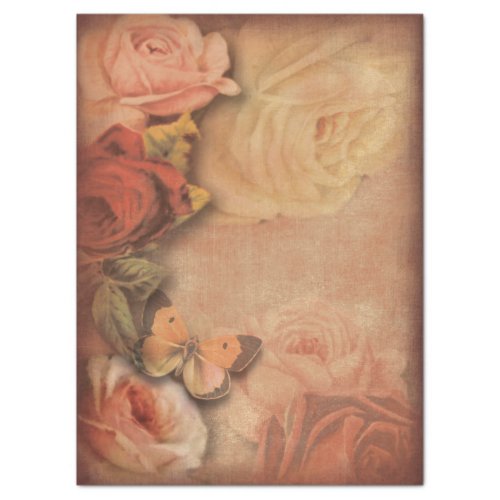 Vintage Roses  Butterfly Shabby Chic Tissue Paper