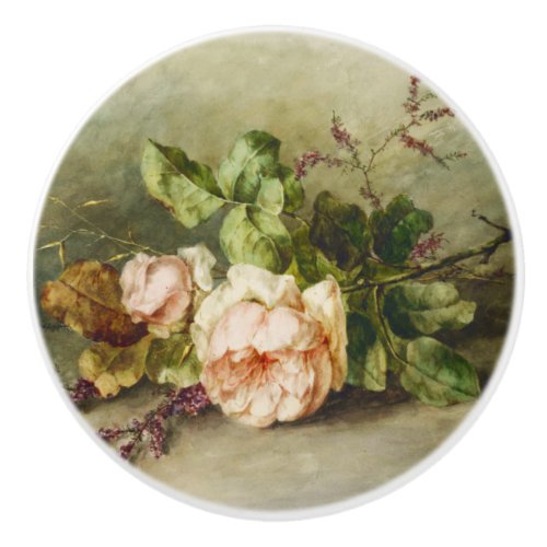 Vintage Roses by Margaretha Roosenboom Ceramic Knob