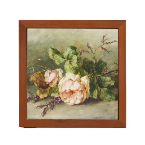 Vintage Roses by Margaretha Roosenboom Desk Organizer