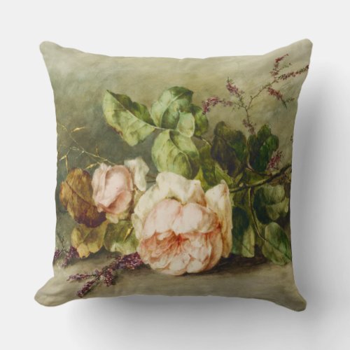 Vintage Roses by Margaretha Roosenboom Throw Pillow