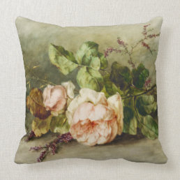 Vintage Roses by Margaretha Roosenboom Throw Pillow