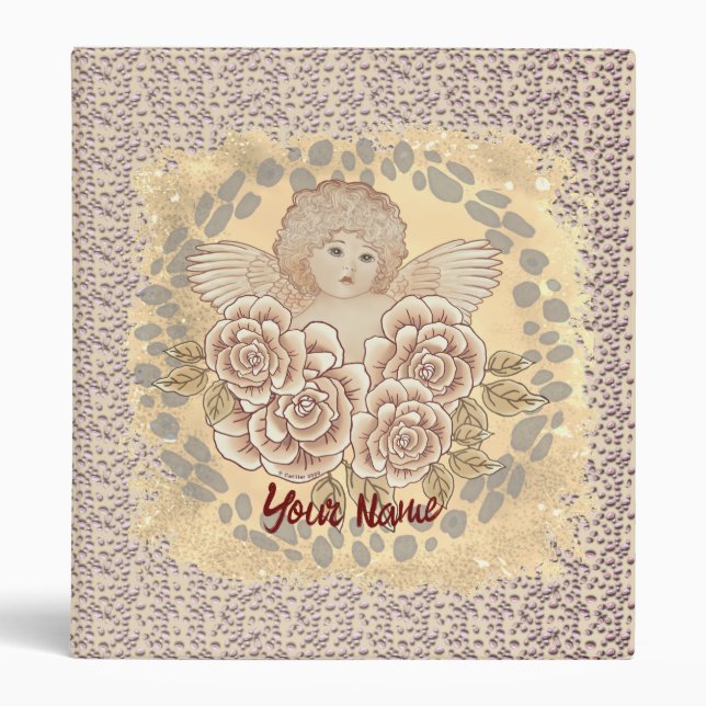 Vintage Roses Cherub Angel  binder (Front)
