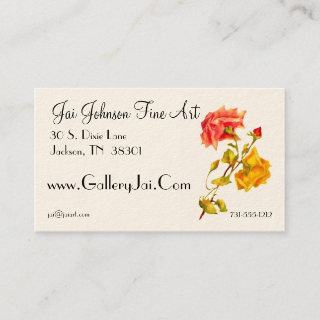 Vintage Roses Customizable Business Cards (Front)