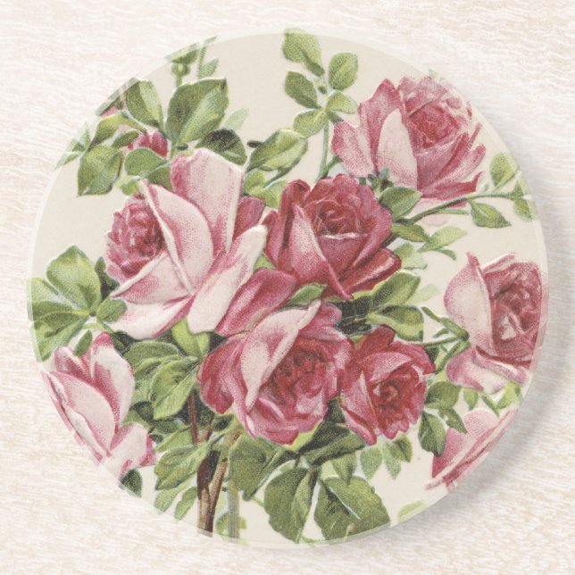 Vintage Roses Drink Coaster (Front)