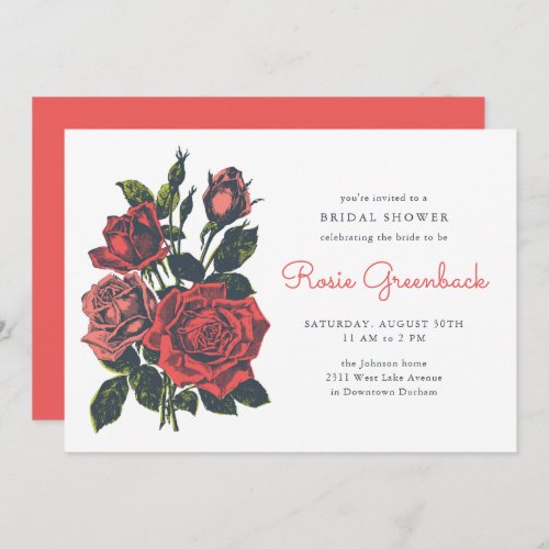 Vintage Roses Elegant Bridal Shower Invitation