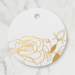 vintage roses elegant script thank you foil favor tags