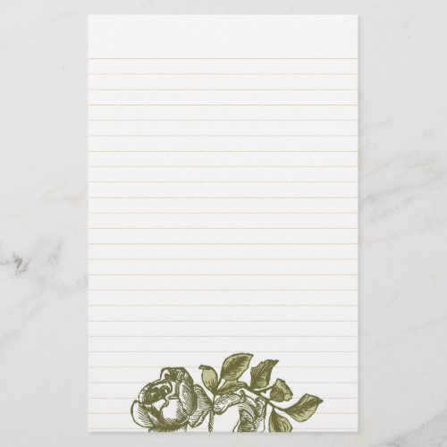 Vintage Roses Etching Gold Lined Stationery