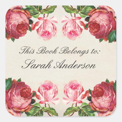 Vintage Roses Floral Book plate Stickers