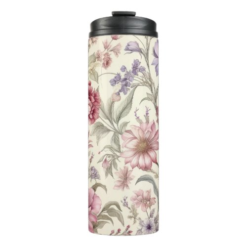 Vintage Roses Floral Flowers Patterns Thermal Tumbler