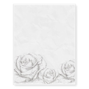 Vintage Roses Floral Grey Decorative Temporary Tattoos