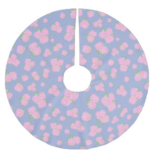 Vintage roses floral pattern brushed polyester tree skirt