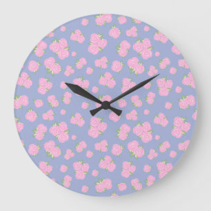 Vintage roses floral pattern large clock