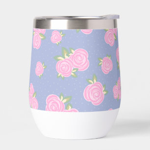Vintage roses floral pattern thermal wine tumbler