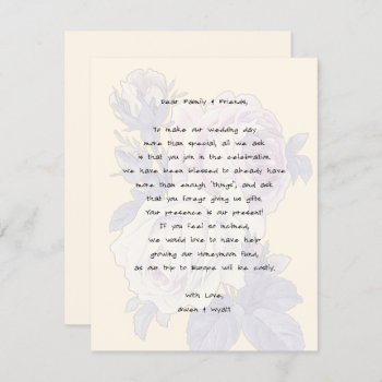 Vintage Roses Floral Wishing Well Wording Cards by BlueHyd at Zazzle