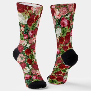 Vintage Roses Flowers Socks