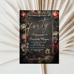 Vintage Roses Gothic 40th Birthday  Invitation<br><div class="desc">Elegant dark vintage flowers on a dark background.</div>