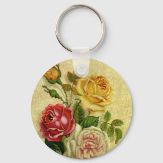 Vintage Roses Grunge Keychain