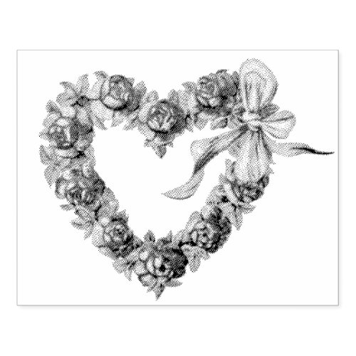 Vintage Roses Hearts Floral Wreath Pretty Wedding Rubber Stamp