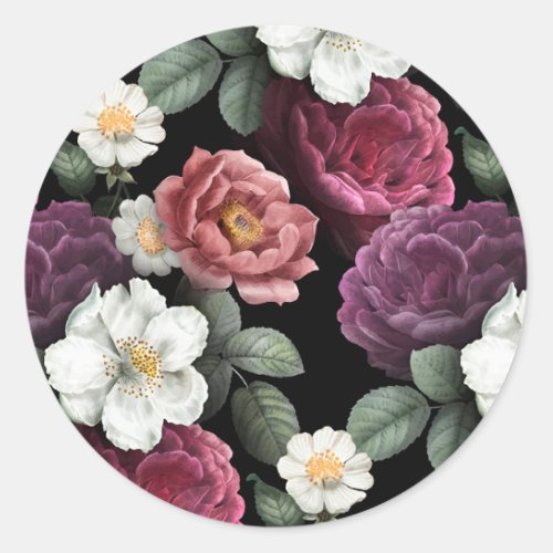 Vintage Roses Illustration Art Classic Round Sticker