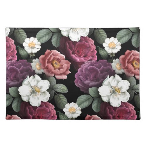 Vintage Roses Illustration Flowers Art Cloth Placemat