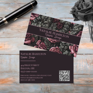 Vintage Roses in Black and Mauve Business Card