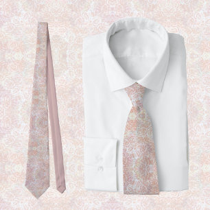 Vintage roses in cream - floral, elegant neck tie