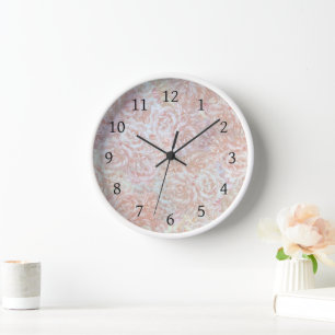 Vintage roses in cream - floral pattern clock