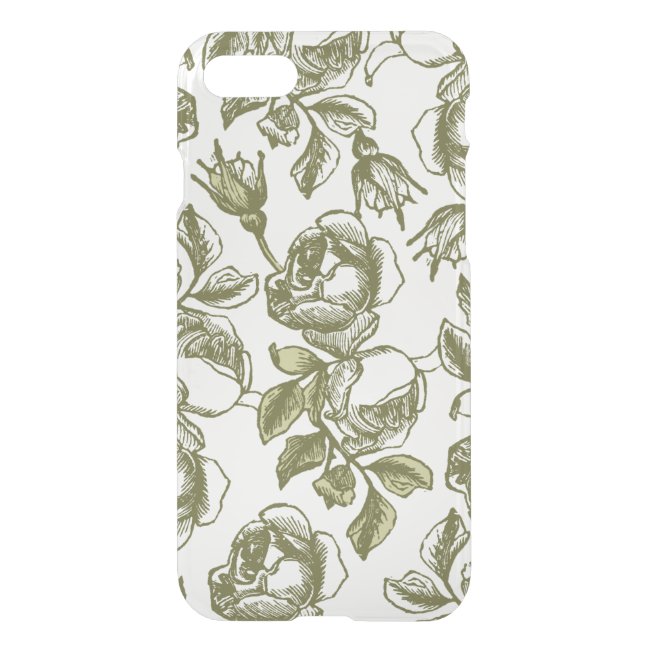 Vintage Roses in White and Golds Clear iPhone Case