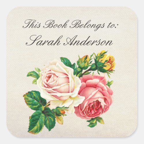 Vintage Roses Ladies Book plate Stickers