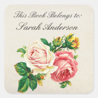 Vintage Roses Ladies Book plate Stickers