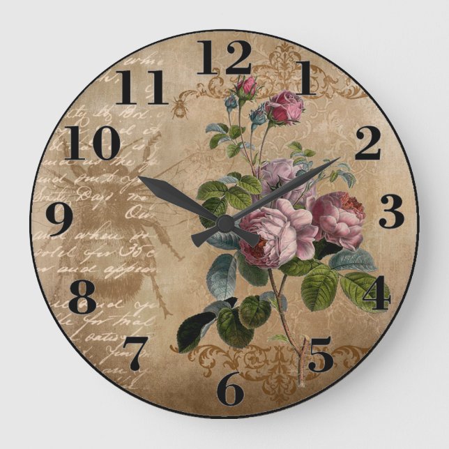 Vintage Roses Large Clock (Front)