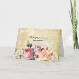 Vintage Roses Letterpress Thank You Card