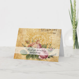 Vintage Roses Letterpress Thank You Card