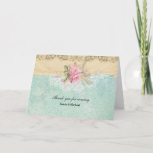 Vintage Roses Letterpress Thank You Card
