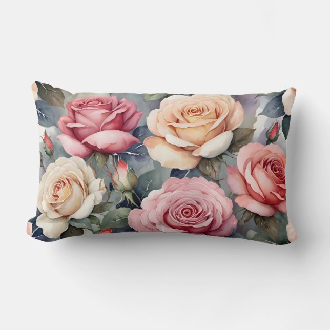 Vintage roses lumbar pillow (Front)