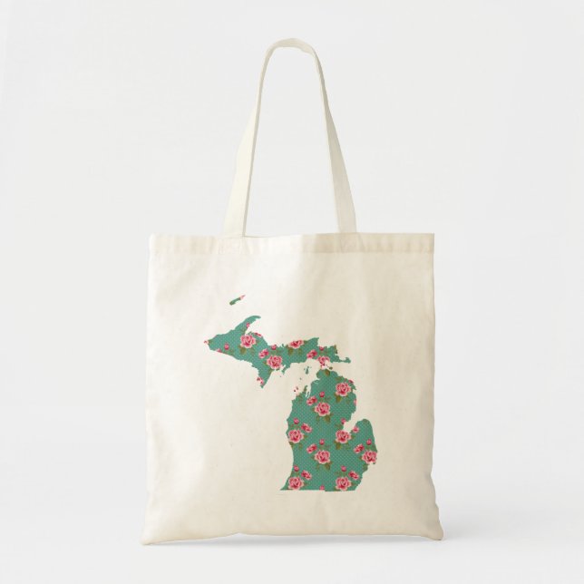 Vintage Roses | Michigan Silhouette Tote Bag (Front)