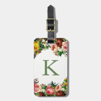 Vintage Roses Monogrammed Luggage Tag