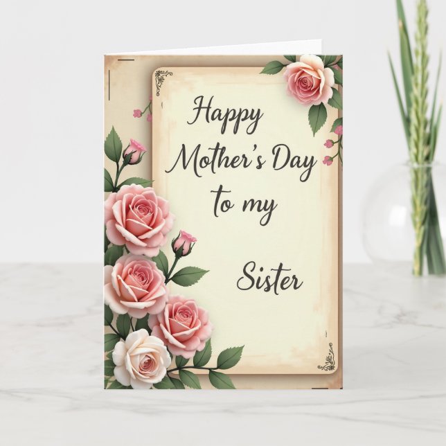 Vintage Roses Mothers Day Card (Front)
