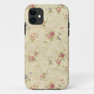 Vintage Roses old distressed fabric pattern iPhone 11 Case