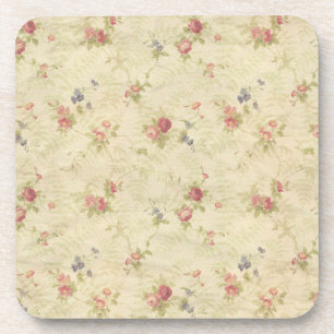 Vintage Roses old distressed fabric pattern Coaster