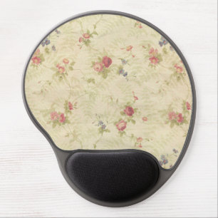 Vintage Roses old distressed fabric pattern Gel Mouse Pad