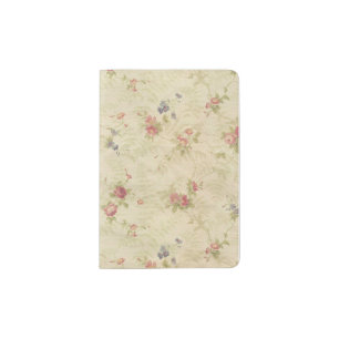 Vintage Roses old distressed fabric pattern Passport Holder