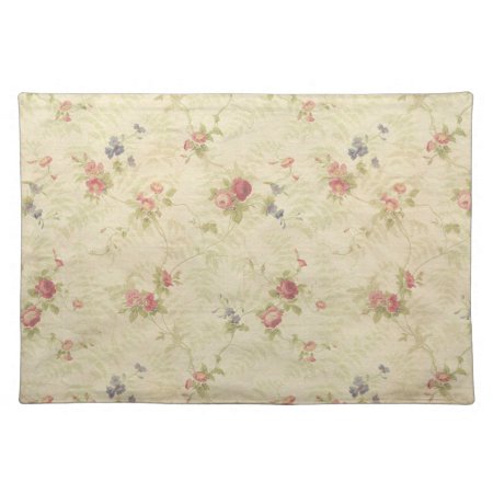 Vintage Roses Old Distressed Fabric Pattern Placemat