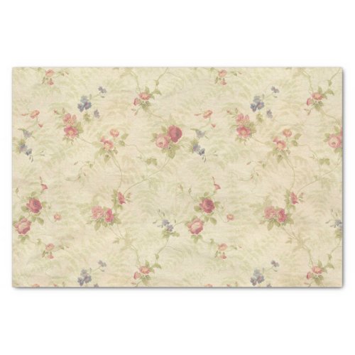 Vintage Roses old distressed fabric pattern Tissue Paper