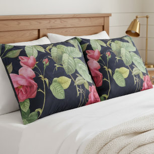 Vintage Roses On A Dark Blue Velvet Design Pillow Case