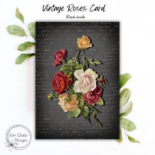 Vintage Roses on Antique Chalkboard Card